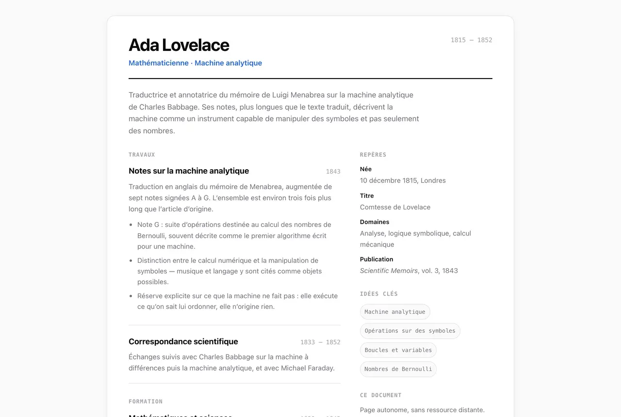 Un CV mis en page, avec sa colonne de repères à droite