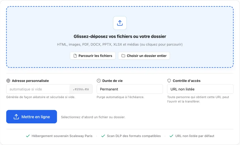 Zone de dépôt de fichier ou dossier HTML